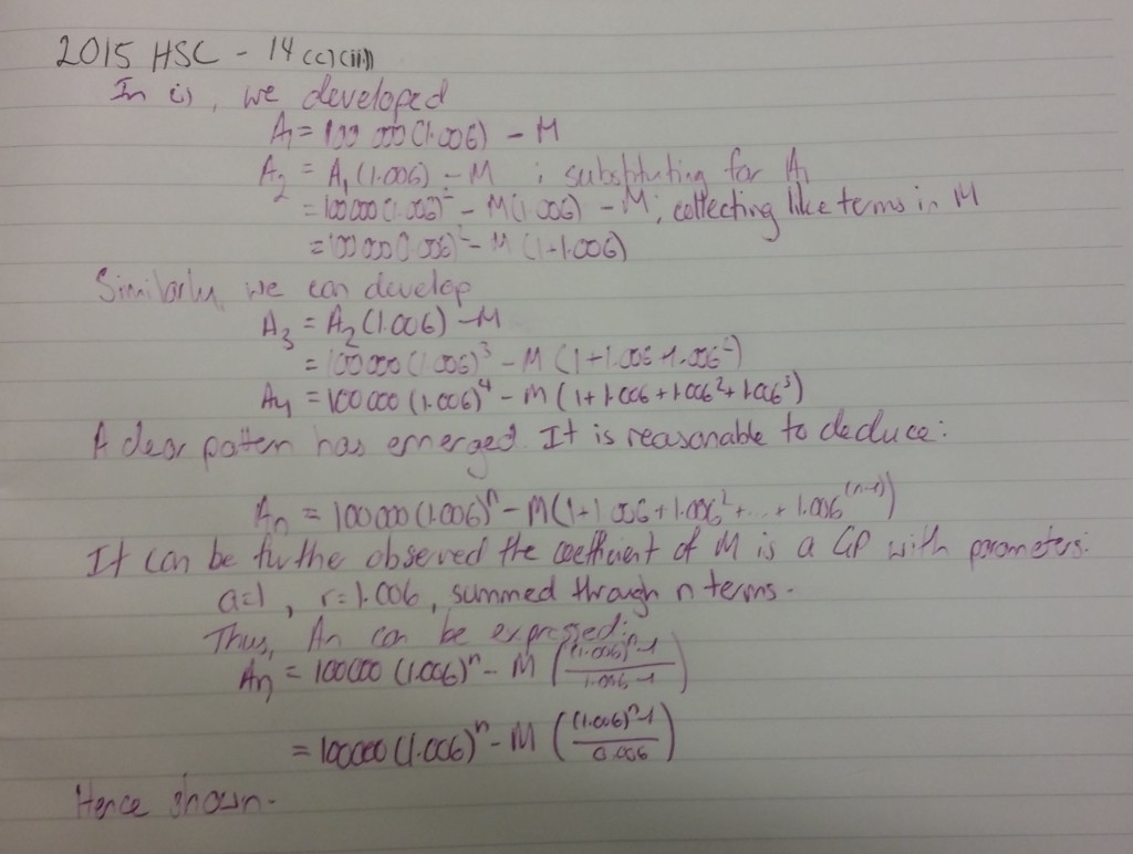 HSC Advanced Maths example of notes
