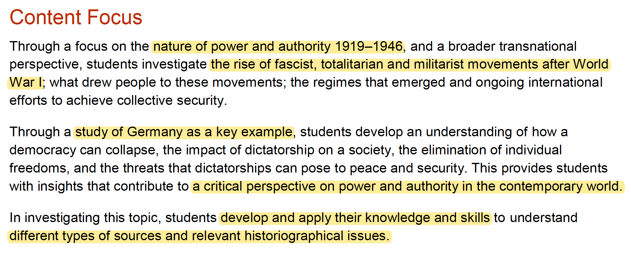 HSC Modern History Core Study: Power and Authority in the Modern World