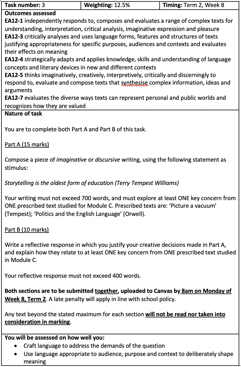 hsc english module c craft of writing - Sample Assessment
