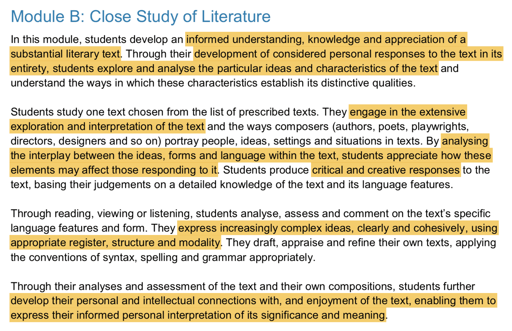 HSC English Standard Module B Close Study of Literature