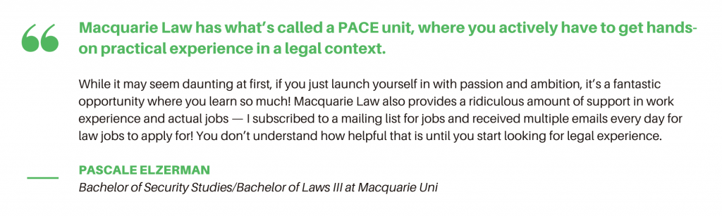 Bachelor of Laws Macquarie - Student Quote
