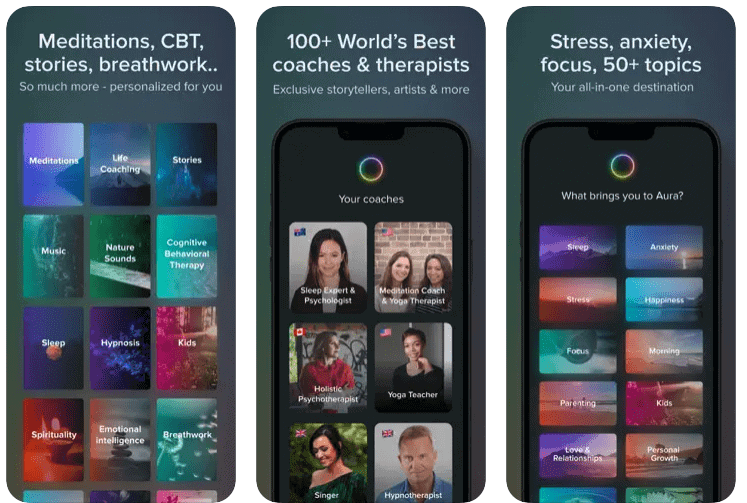 Aura Meditation and Mindfulness app preview