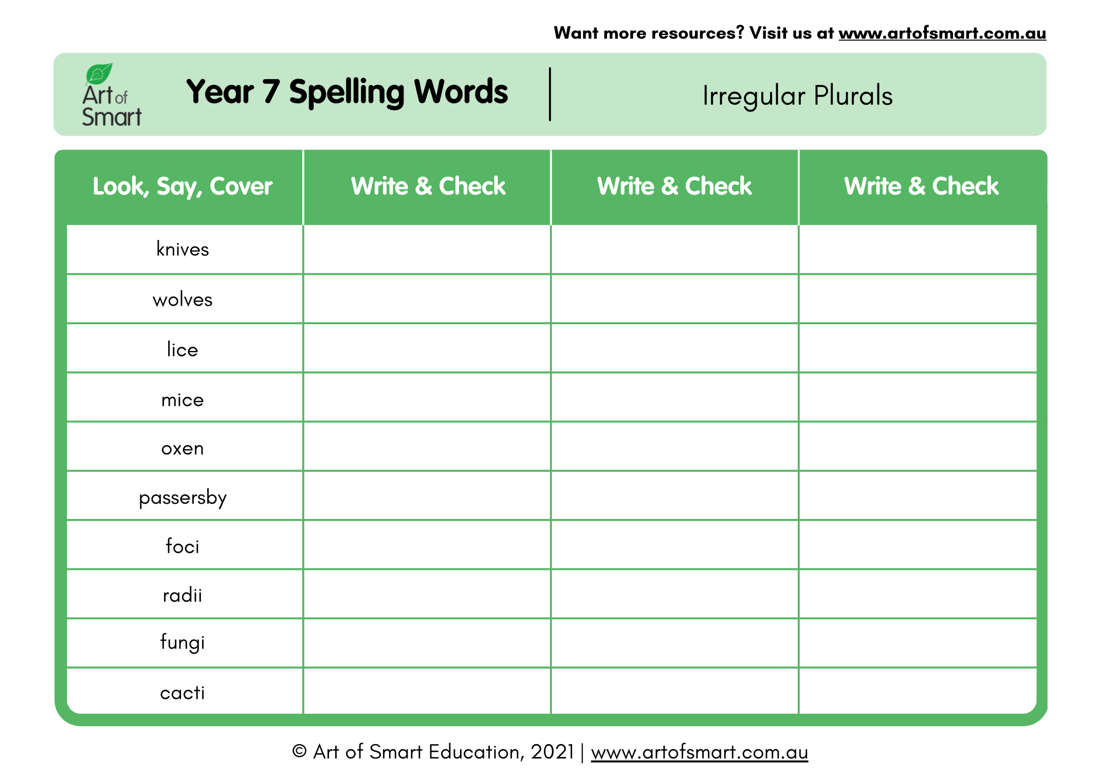 Year 7 Spelling Words Australia - Preview