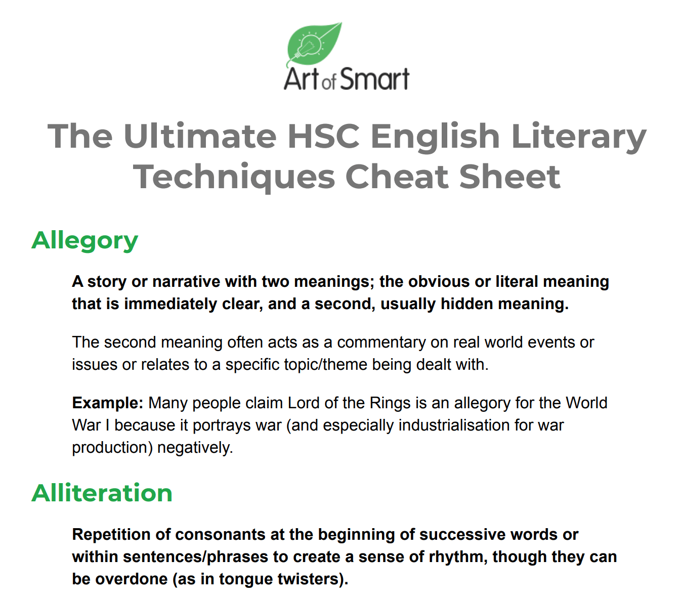 English Literary Techniques Preview