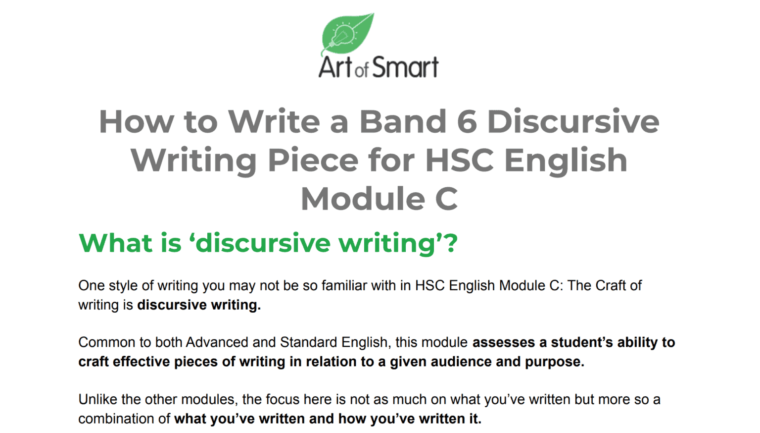 discursive essay structure hsc