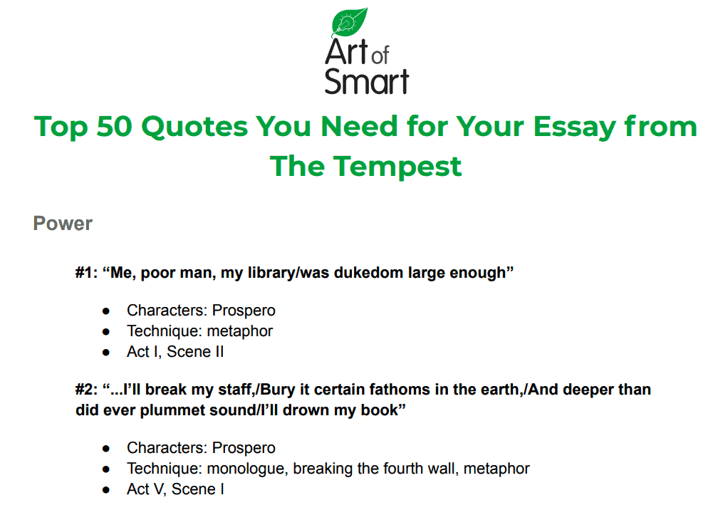 the tempest essay quotes