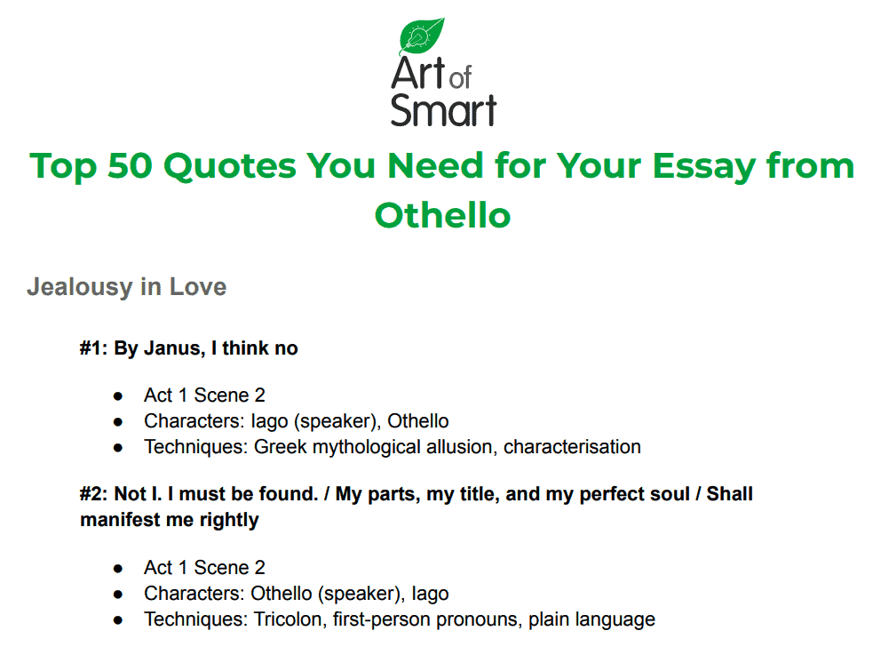 othello quotes to use in an essay