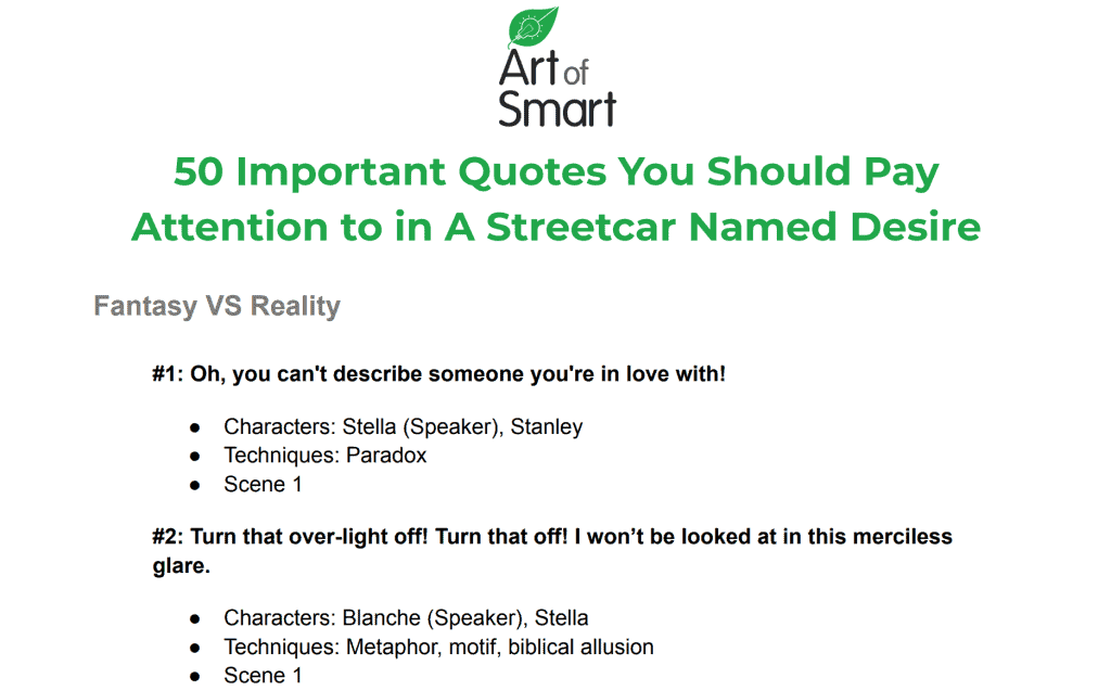 A Streetcar Named Desire Quotes Preview