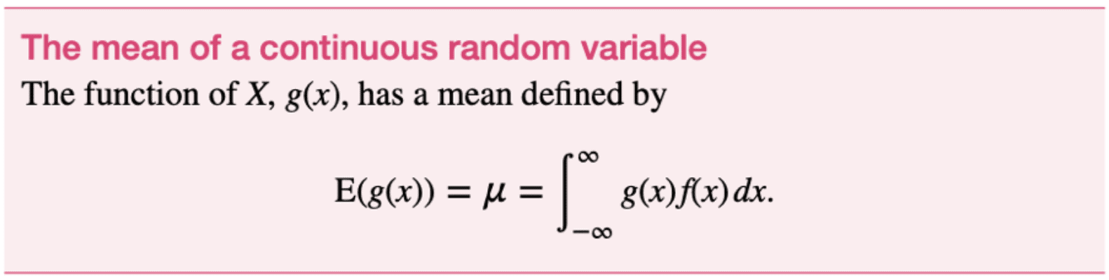 The mean of a continuous random variable