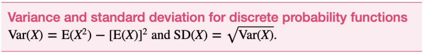 Variance and standard deviation for discrete probability functions