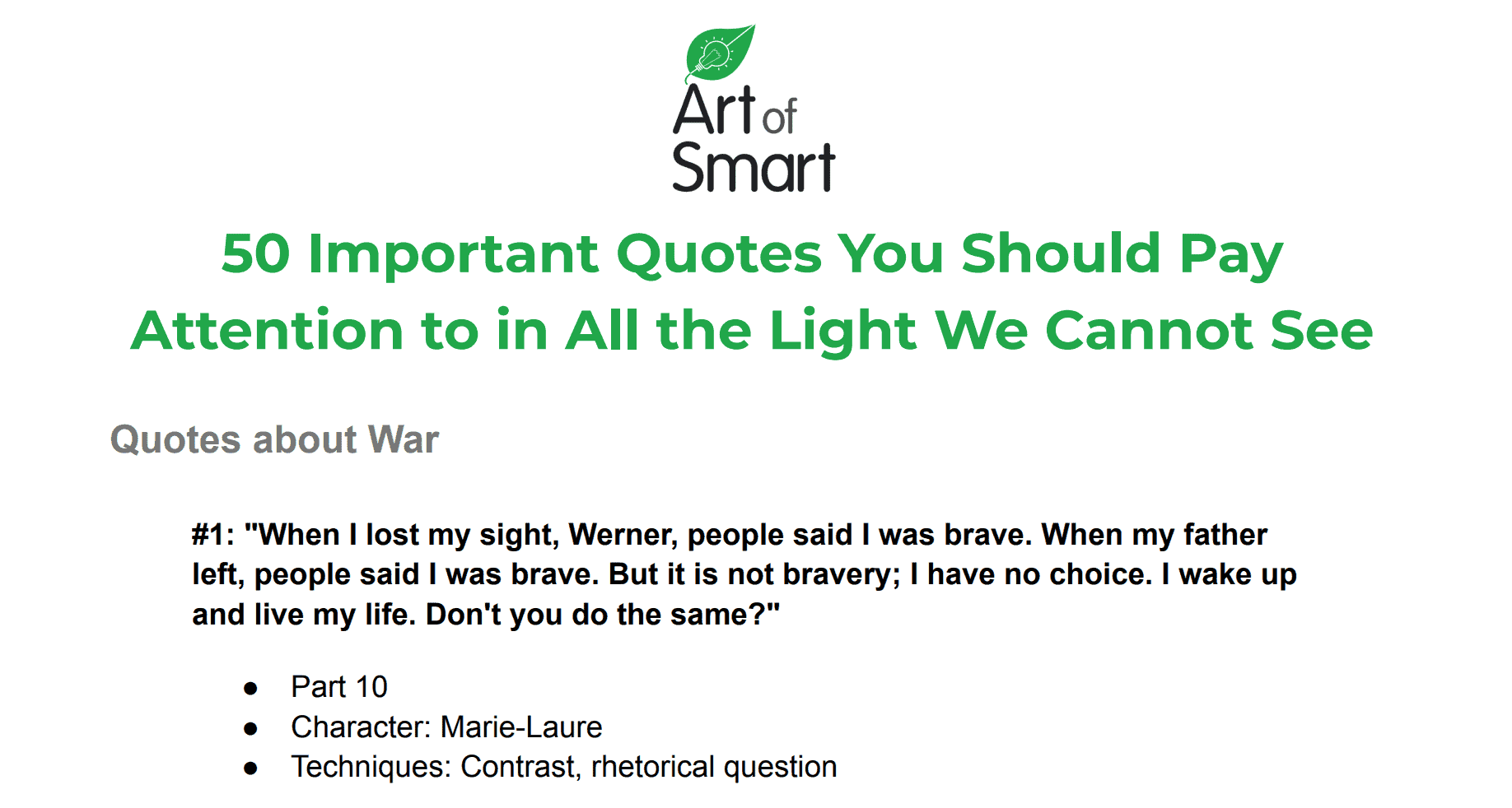 50 Important Quotes from All Light We Cannot See