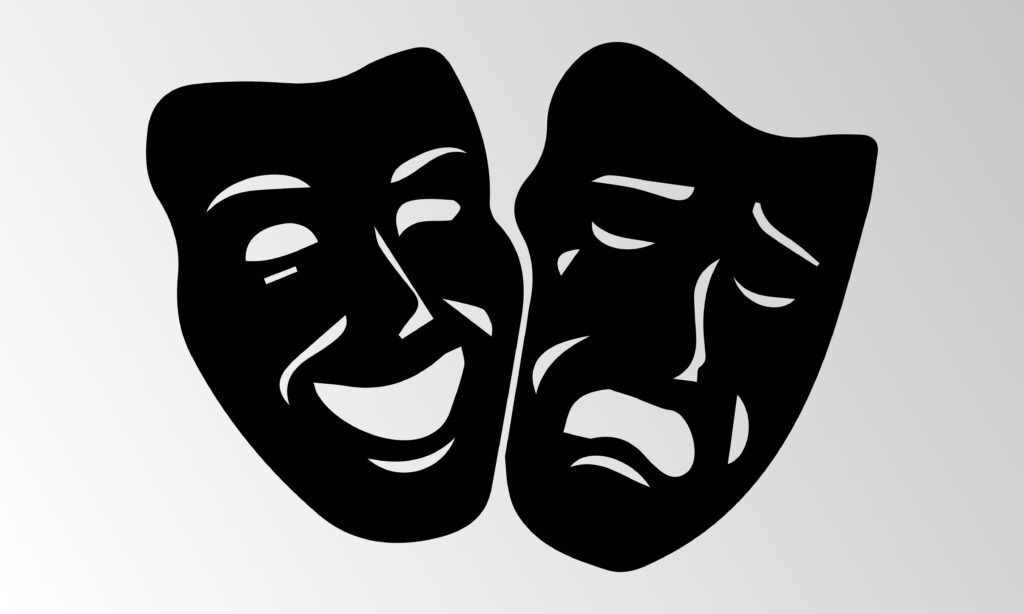 Theater mask isolated illustration character tragedy comedy