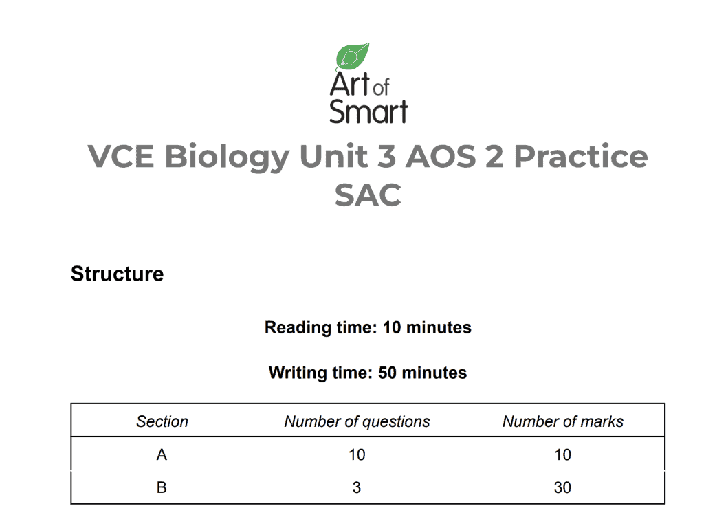 Preview - VCE Biology Unit 3 AOS 2 Practice SAC