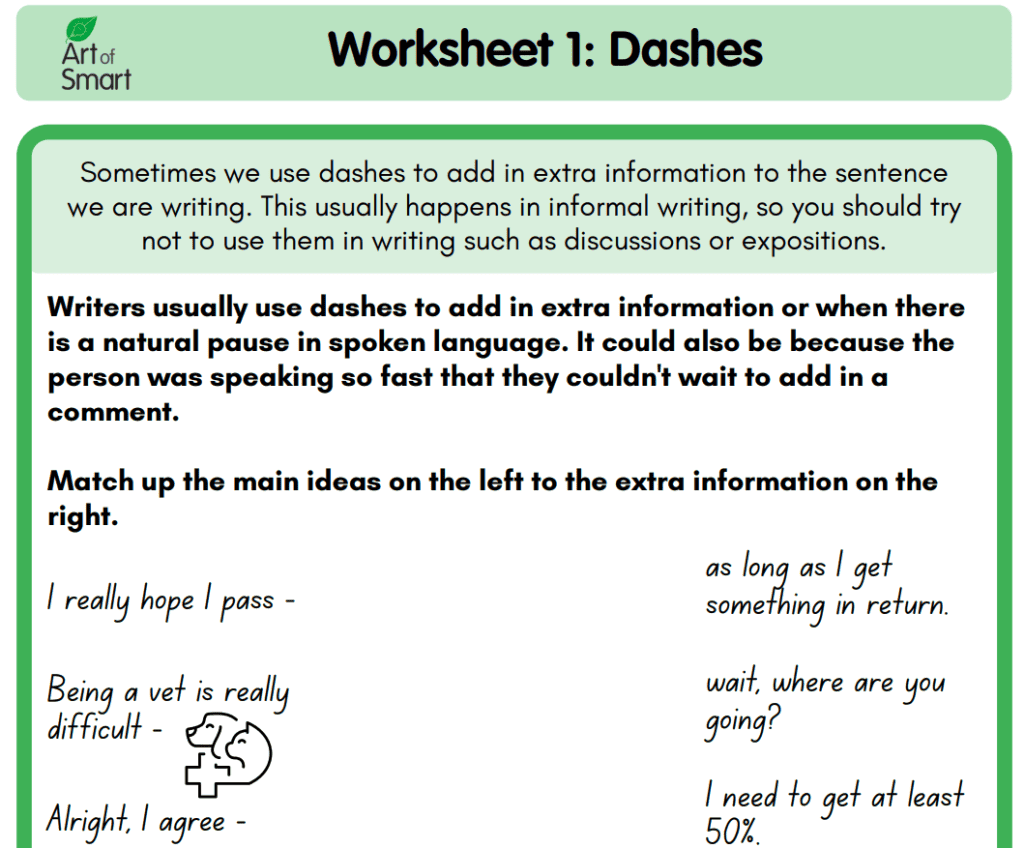 Worksheet 1 - Year 6 Punctuation Worksheets