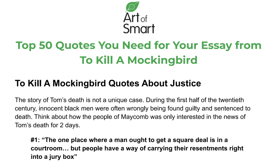 To Kill A Mockingbird Quotes Excerpt