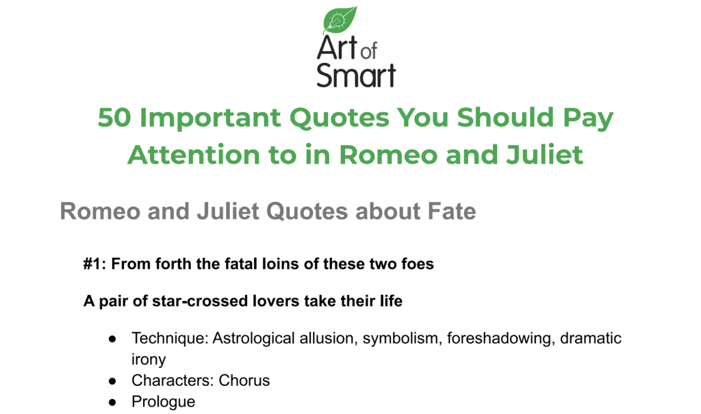 Quotes from Romeo and Juliet about fate - pdf preview 