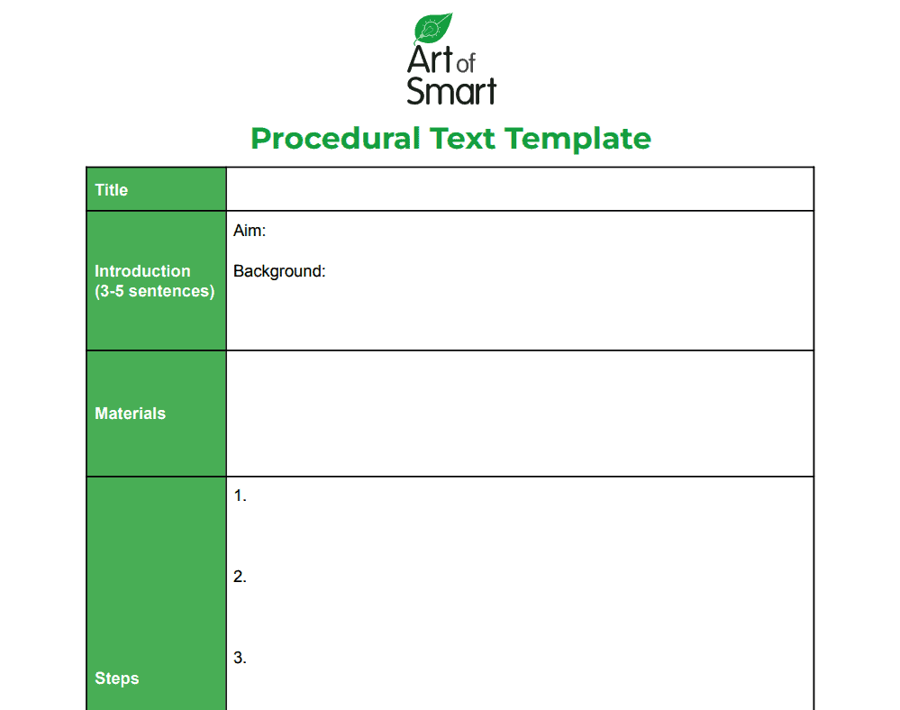 Procedural Text Template Preview