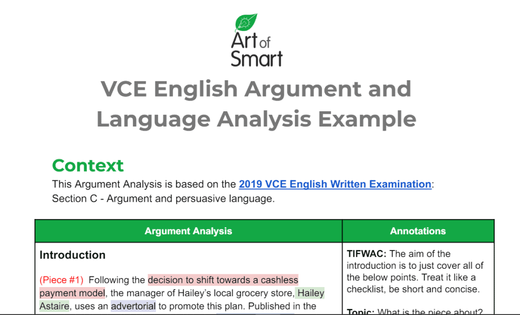 argument analysis essay example