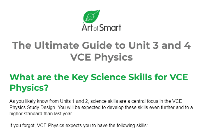 Guide to VCE Phyiscs Units 3 and 4